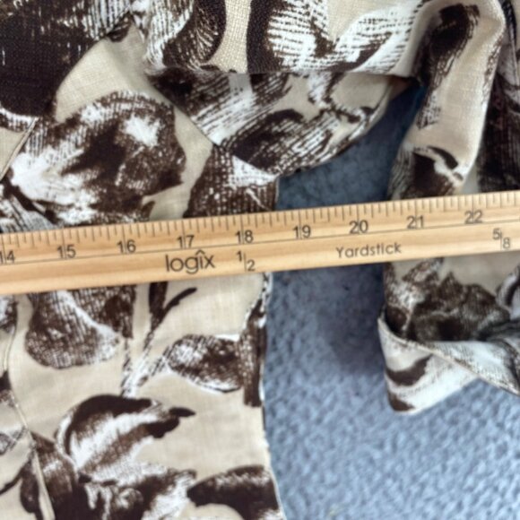 Coldwater Creek Jacket Womens 10 Brown Floral Linen Blend Button Up 3/4 Sleeve - Picture 8 of 9